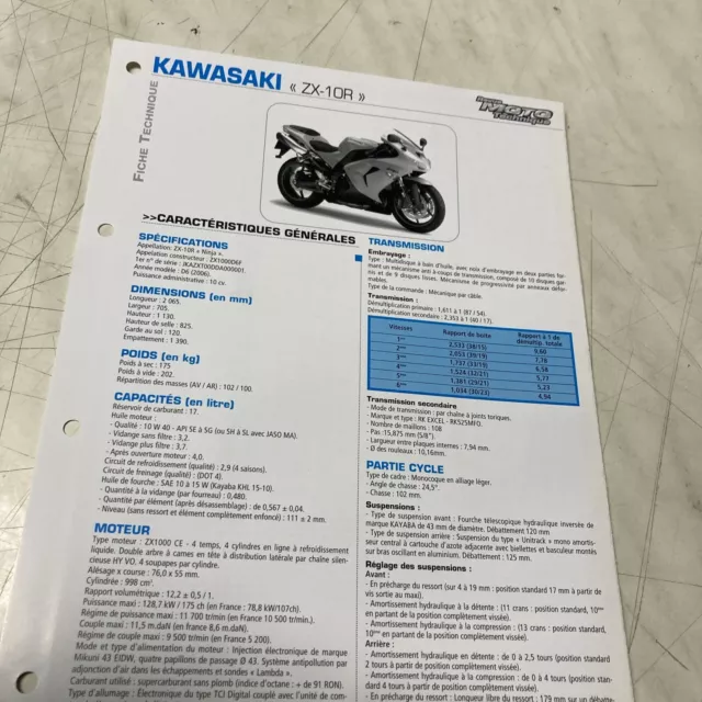 Kawasaki ZX-10R Ninja 1000 D6 2006 ZX10R Scheda Tecnica Motocicletta Sospensione
