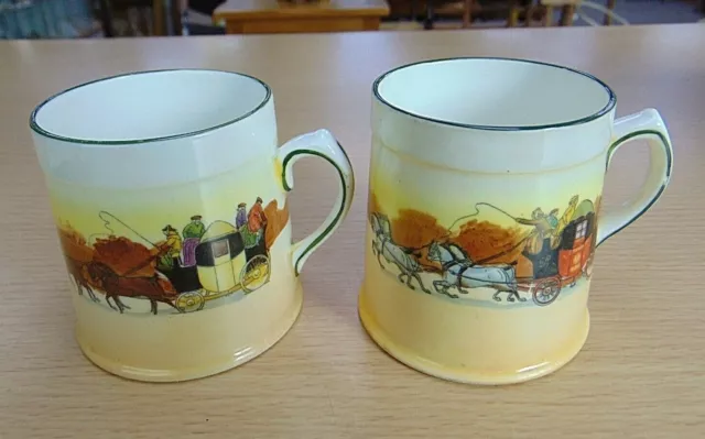 2 x ANTIQUE ROYAL DOULTON COACHING SCENE TANKARDS