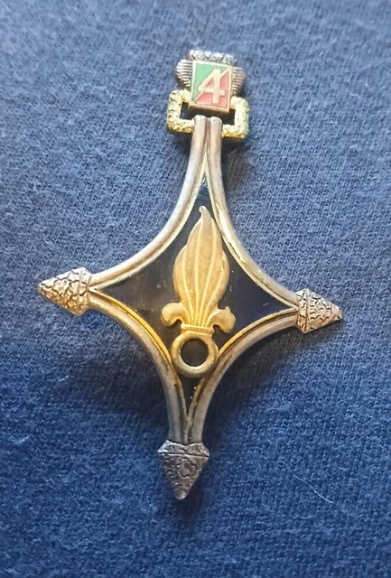 Insigne Légion étrangère 4° REI / 2° Compagnie - Porté, Algérie, Années 50-60 (émail Abîmé)