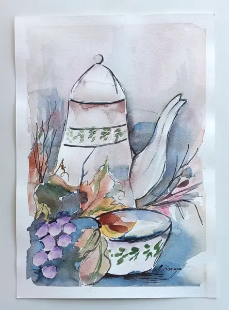 "CAFFETTIERA" acquerello su carta di G. Taragni cm 21x30