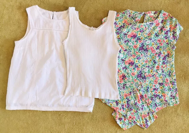 Summer Bundle of 3 Girls tops White Sleeveless multi Floral age 11-12 Zara Next