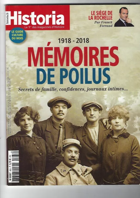 HISTORIA-NOVEMBRE 2018-N0 863-1918-2018: MEMOIRES DE POILUS/siège de LA ROCHELLE