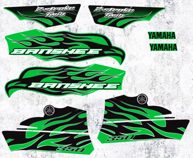 2010 Yamaha Banshee Green/Black Decals Stickers Labels Graphics 8pc pegatinas