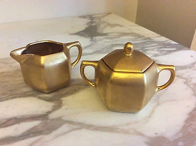 Vintage Silesia Gold Cream And Sugar Set