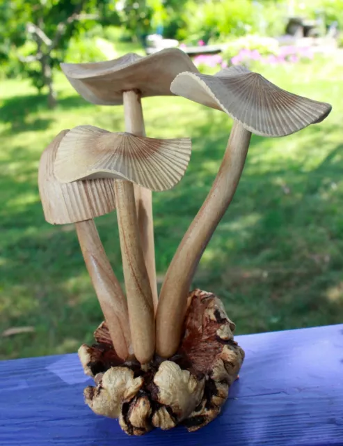 Magic Mushroom Shroom Parasite Wood Carving Bali Art Sculpture hand carved