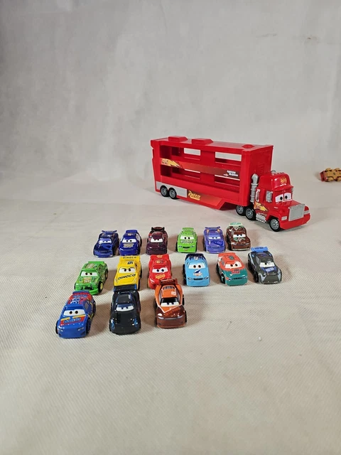 DISNEY PIXAR CARS Die-Cast Mini Racers Cars With Mack Truck Toy Bundle ...