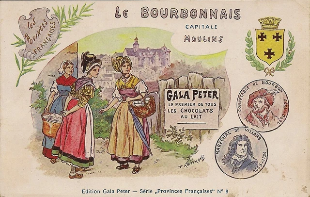 Postcard Pub Edition Chocolate Gala Peter - Le Bourbonnais Moulins