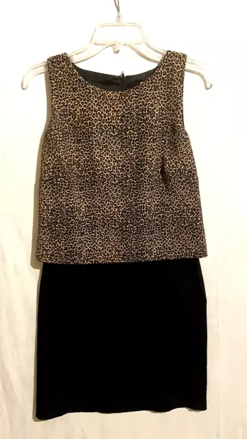 AGB Dress Women Sleeveless Sheath Sz 6 Animal Print Brown Black Zip Up Business