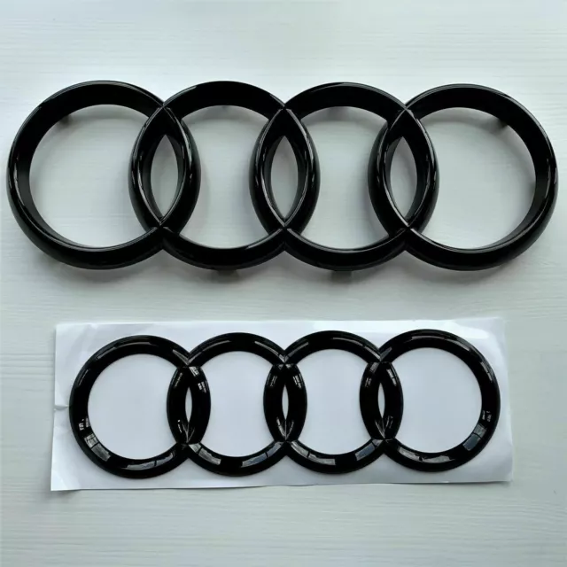 Audi Gloss Black Badge Rings Set Front Grille Rear Boot 273mm 192mm A1 A3 A4 A5