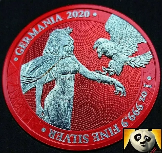 2020 Germania Mint 5 Mark Lady Germania Galvanic Red Space 1oz Silver Coin