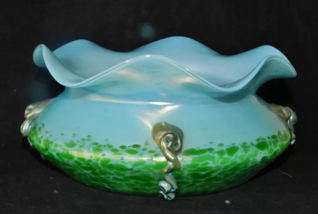 Kralik "Diana" Rigaree Iridescent Bowl Bohemian Loetz Art Glass Vase