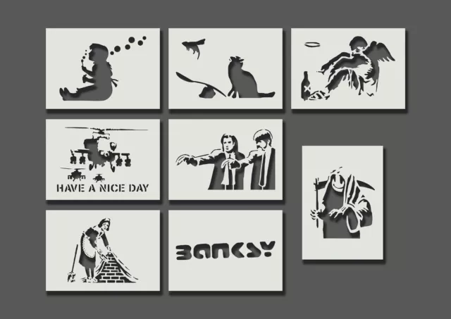 Banksy Stencils Part 3 - Reusable Mylar Stencils Art Craft Painting 190 micron