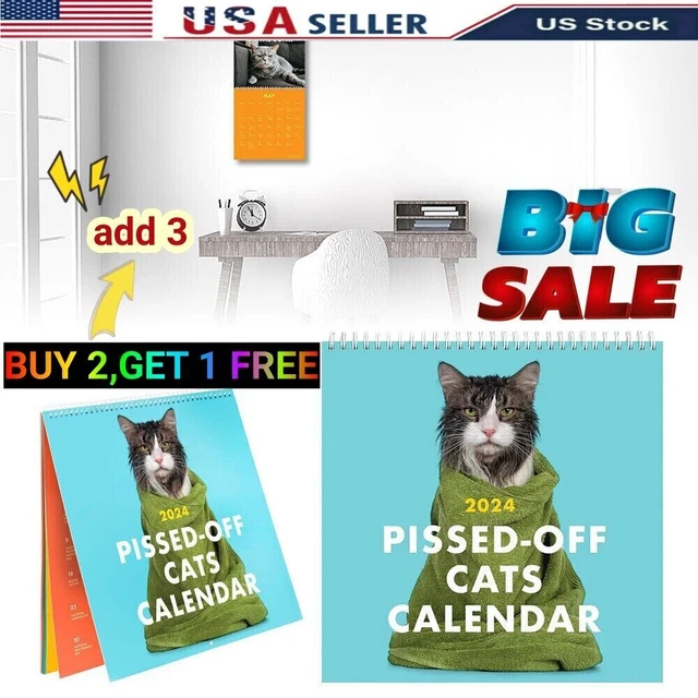2024 PISSEDOFF CATS Calendar / Funny Cat Wall Calendar/Happy New Year