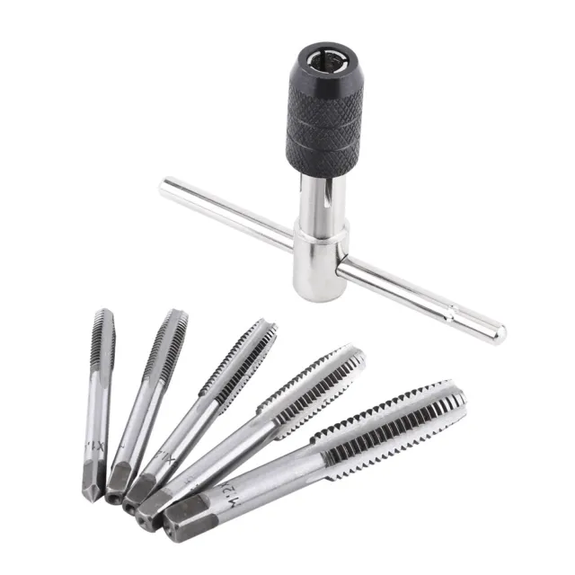 6pcs Set Screw Tap & T Shaped Wrench Threading Tapping Hand Tool Kit ESA