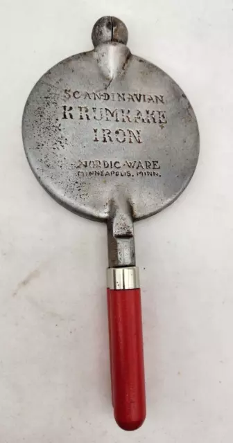 Vintage Nordic Ware KRUMKAKE IRON Scandinavian RED WOOD HANDLES  Minneapolis, MN