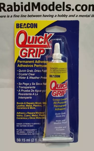 2 pack BEACON QUICK GRIP GLUE 2oz tube -waterproof flexible