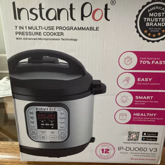 Instant Pot Pressure Cooker 7 in 1  * 6-Quart - IP-DUO60 V3 Multi Use. BRAND NEW