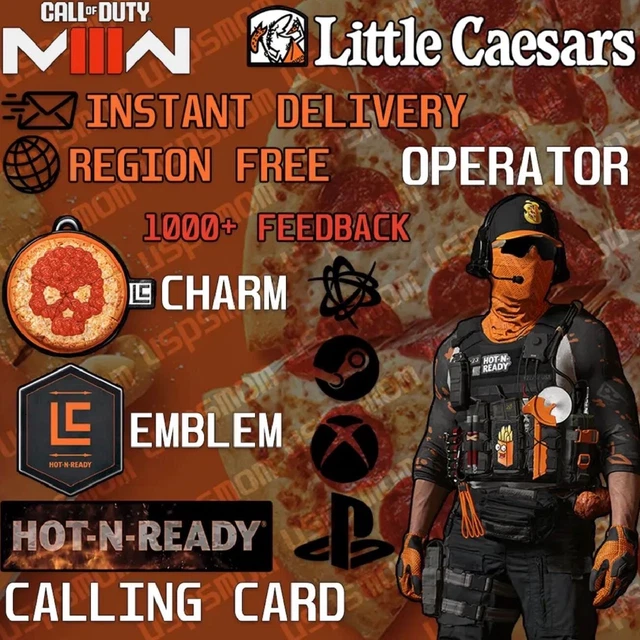 CALL OF DUTY Modern Warfare 3 Little Caesars FULL SET Op Skin, Charm ...