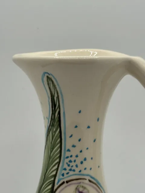 Vintage Gewi Dutch Pottery Jugendstil Hand Painted Gouda Holland Handled Vase 3