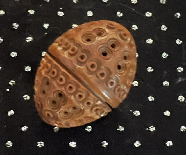 Antique Victorian Carved Coquilla Nut Thimble Holder