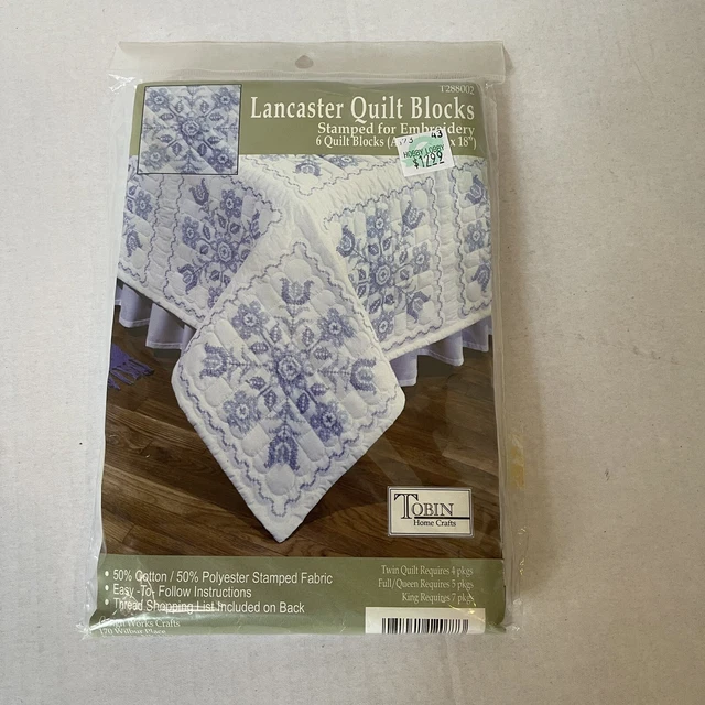 Bloques de edredón Lancaster estampados para bordado T288002 6 bloques nuevo hogar Tobin