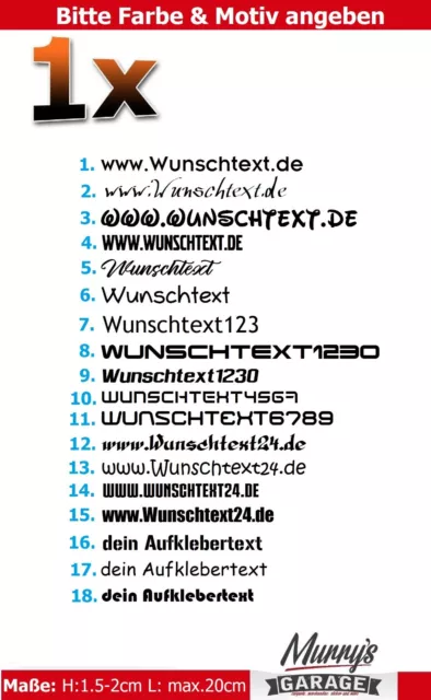 1x Wunschtext Aufkleber Sticker Autoaufkleber Schriftzug Namen deine Webseite