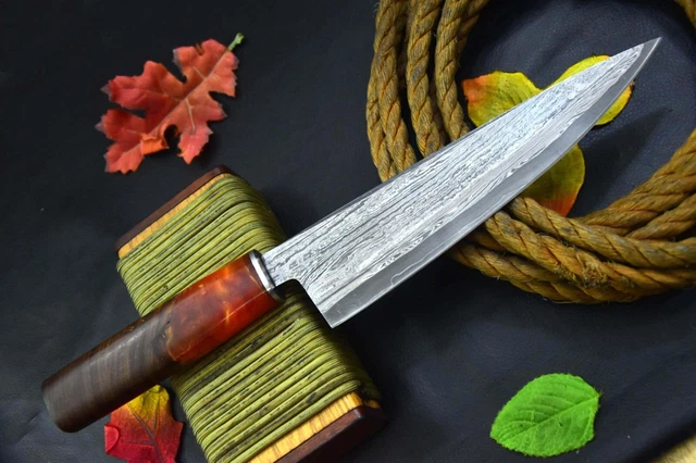 Custom San Mai 13.4"OAL Hand Forged Damascus Steel Chef Knife Handmade (J64-D) 3