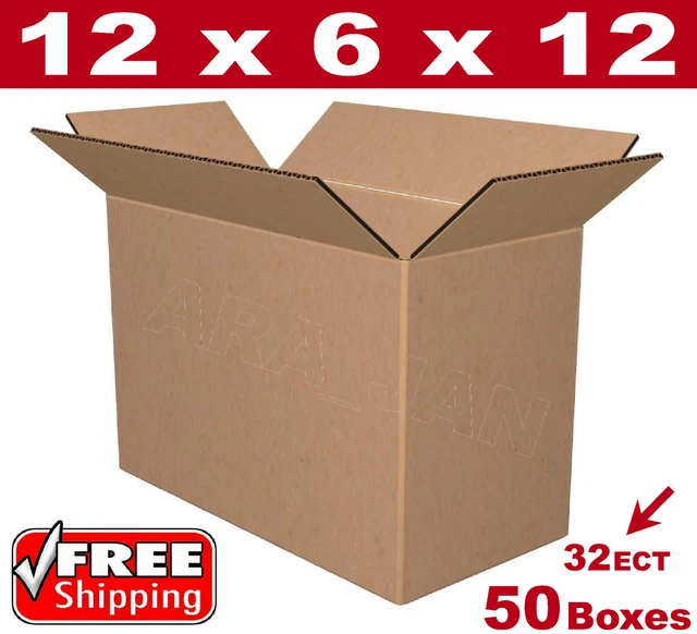 50 - 12x6x12 Cardboard Boxes Mailing Packing Shipping Box Corrugated Carton
