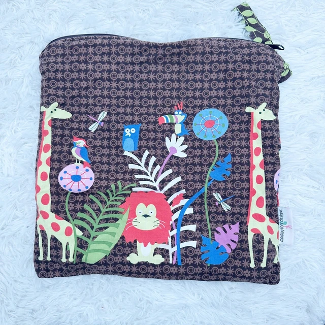 Monkey Foot Designs Wet Bag Zip Top Brown Animal Print Cloth Diaper Bag