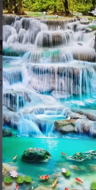 Diamond Painting Wasserfall Fische  30 x 60 cm Komplett Set