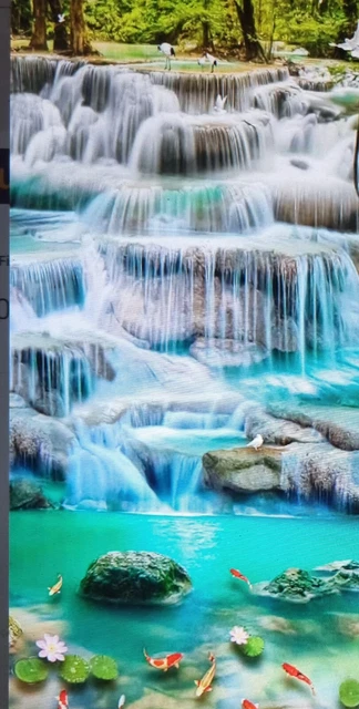 Diamond Painting Wasserfall Fische  30 x 60 cm Komplett Set
