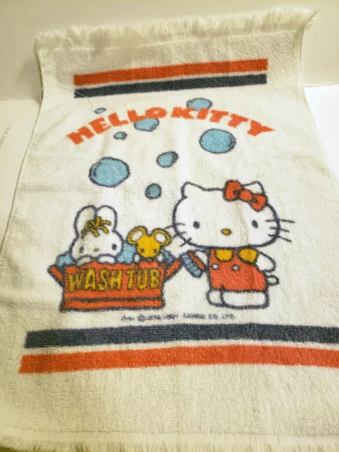 1981 Hello Kitty Hand Towel Wash Tub Vintage Bath Towel Sanrio Inc Hand Body