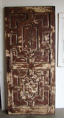 Antique Carved Single Mexican Old #17-Primitive-Rustic-39x86.5x2-Barn Door