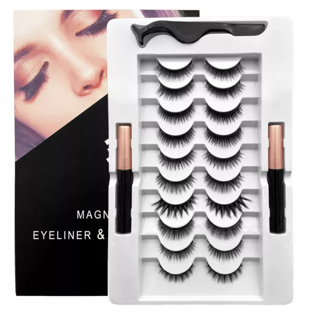 10 Paar Mink 3D Nerz Künstliche Falsche Wimpern Echthaar Lashes Wimpernkranz