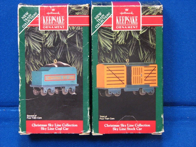 LOT Hallmark Keepsake Ornament Christmas Sky Line Collection Train Coal StockCar