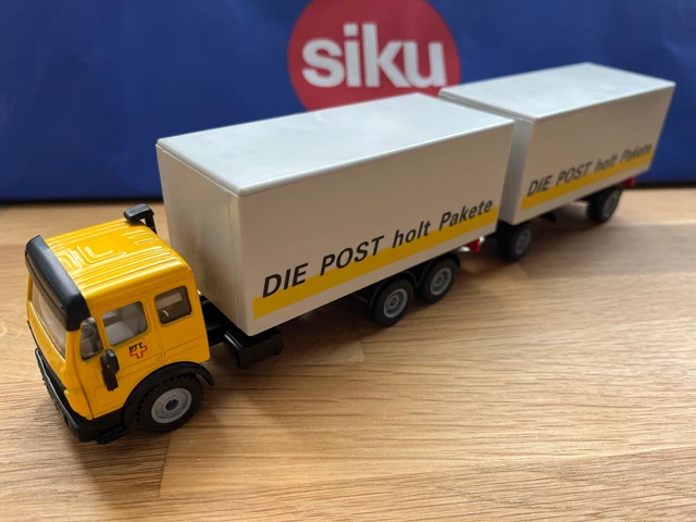Siku 3421 LKW-Zug mit Koffer Auslandsmodell Schweiz * Die Post holt Pakete *