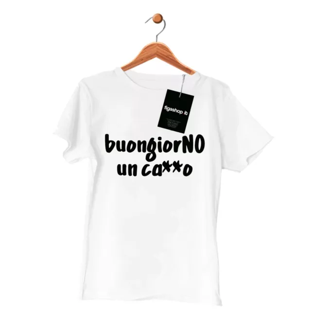 t-shirt/maglietta con scritta buongiorno un cazzo da donna bianche