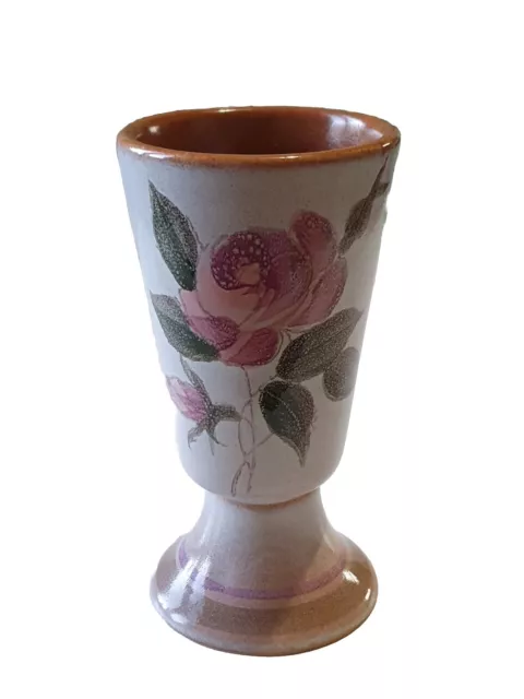 MBFA Pornic French Pottery Rosita Ceramic Goblet Tumbler Rose Floral Mug