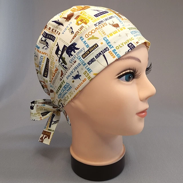US National Parks Women's Pixie Scrub Cap w Hair Pocket Surgical Hat Scrubcaps