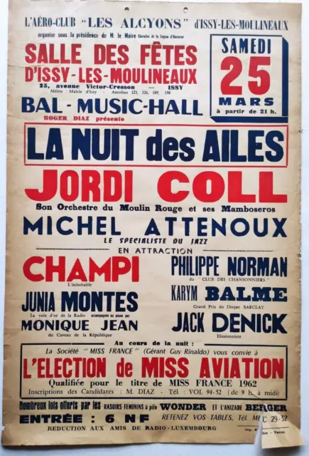 affiche ancienne - Election MISS AVIATION - Jordi Coll - 1962 -