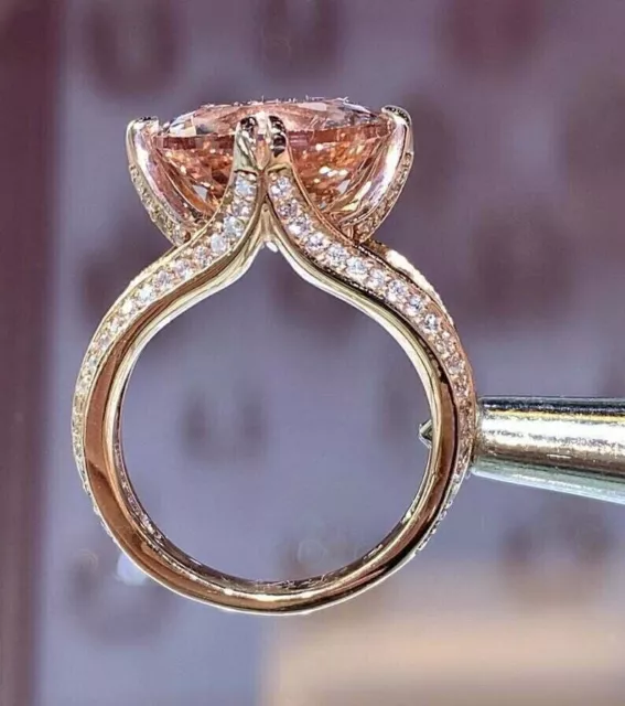 3.20 Ct Round Cut Lab-Created Morganite Women Wedding Ring 14k Rose Gold Finish