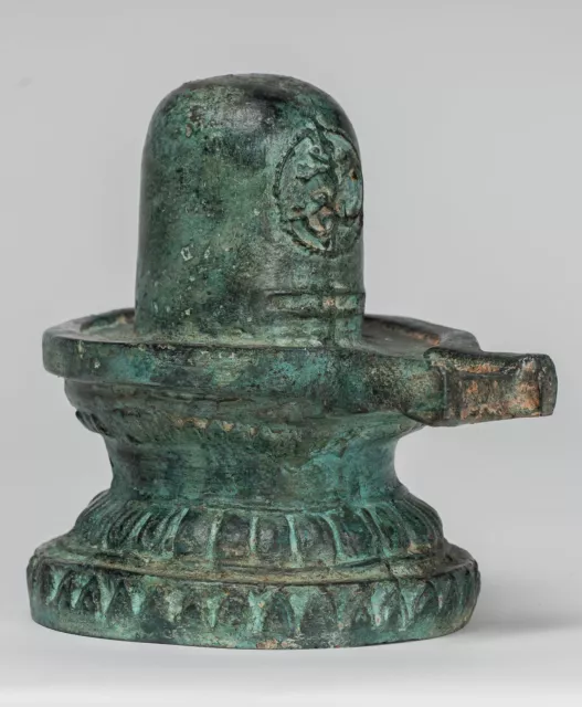 Antique Indian Style South Asia Bronze Shiva Linga / Lingnum & Yoni - 15cm/6"