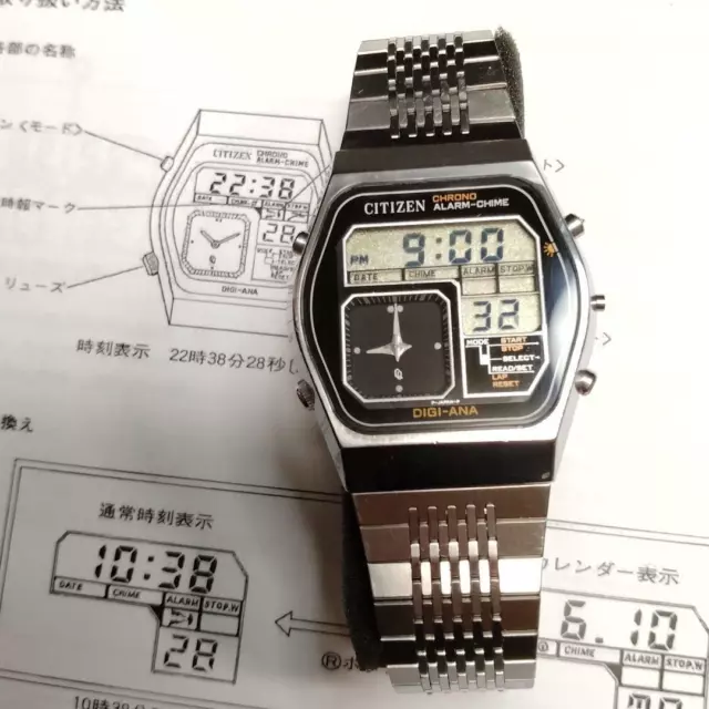 Citizen Quartz Digital-Analog Alarm-Chime Vintage Watch battery Replaced Working