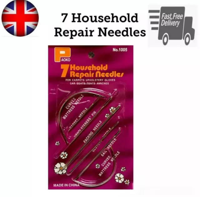 7 Hand Repair Upholstery Sewing Needles Curved Craft Carpet Leather Blanket Tent