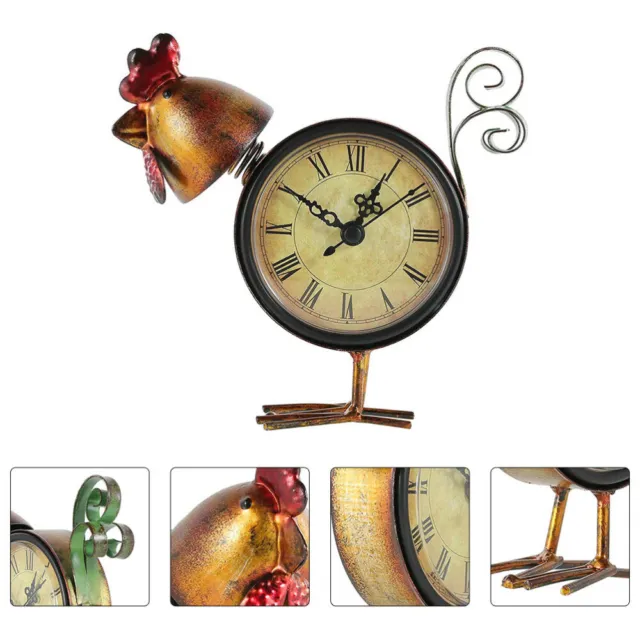 Orologio da scaffale vintage pollo ornamenti tavolo sveglia senza tick