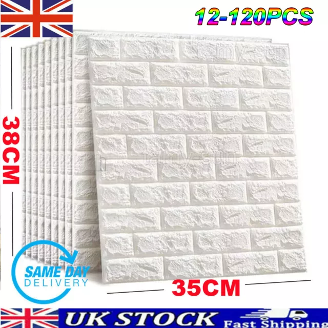 120Pcs Self Adhesive 3D Tile Foam Stick Wall Paper Brick Wall Sticky Wallpaper