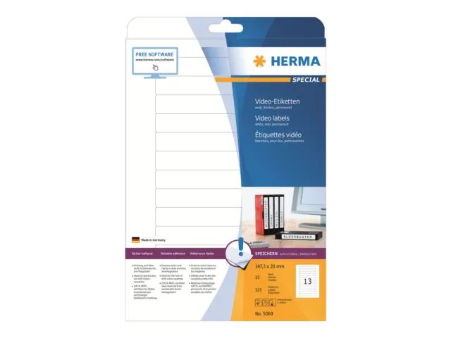 HERMA Special Paper matte permanent self-adhesive white 147.3 x 20 mm 325 5069