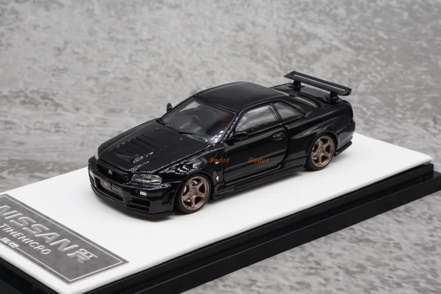 Modèle Miniature 1/64 Nissan Skyline GT-R R35 - Voiture Jouet Moulée Sous Pression, Noir/rouge