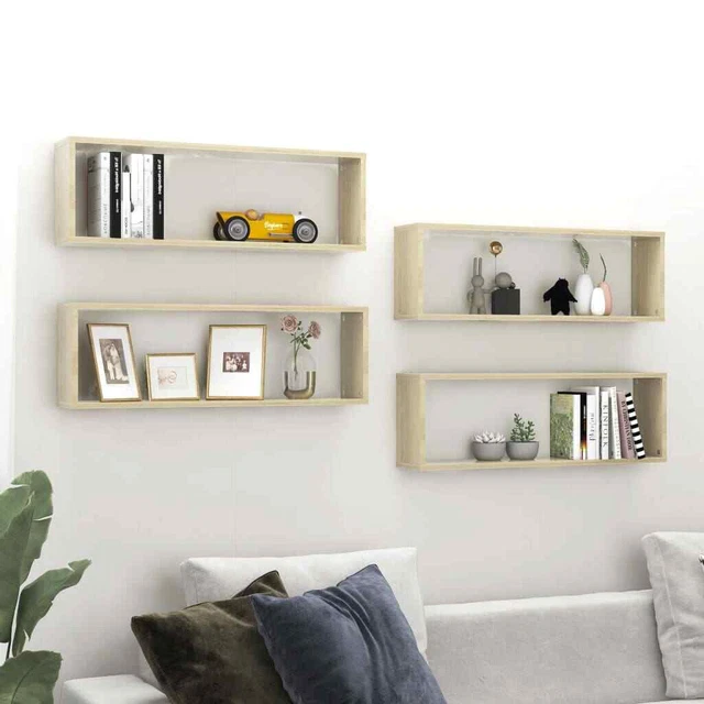 Vidaxl Mensole a Cubo 4 pz Rovere Sonoma 80x15x26,5 cm in Truciolato