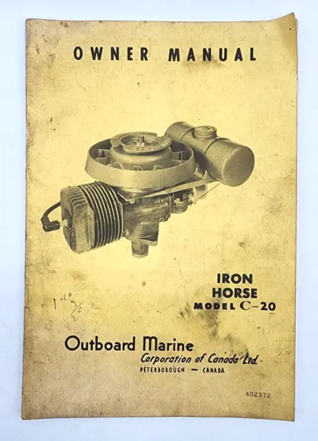 Johnson Iron Horse Engines Model C-20 Owners Manual 402372 Outboard Marine